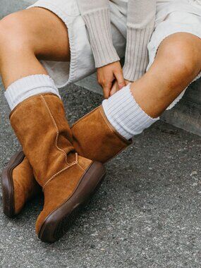 New Rocket Dog Y2K Sugar Daddy Chestnut Suede Lined Boots Size 8.5